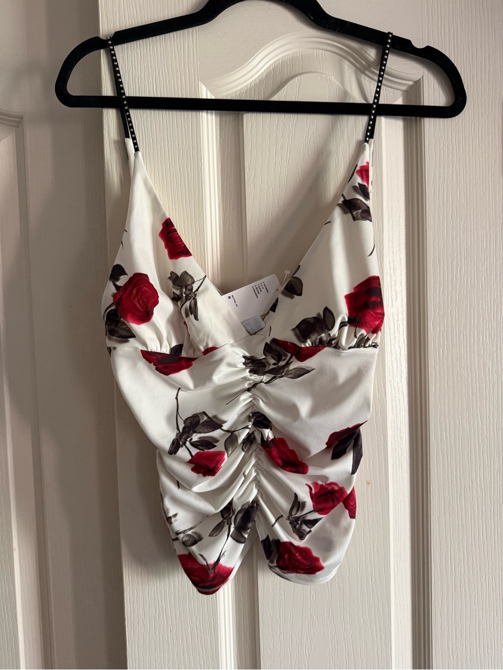 Urban Outfitters White Cami Top with Red Rose Print